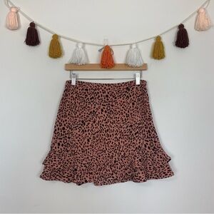 Francesca’s Mi Ami Leopard Print Pink Black Mini Skirt Size Medium